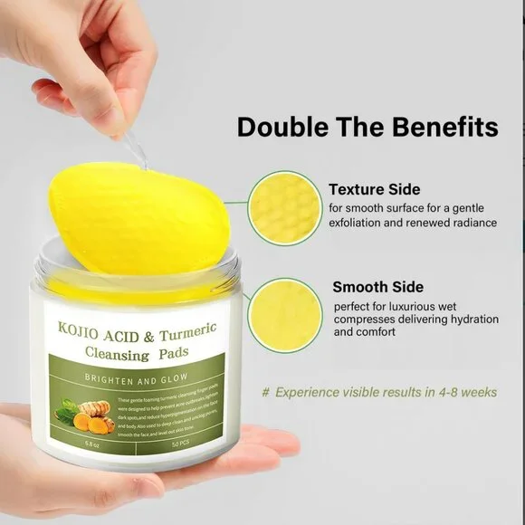 NEW 2 Jars- Turmeric Kojic Acid Cleansing Exfoliating Face Scrub Pads - Picture 6 of 13